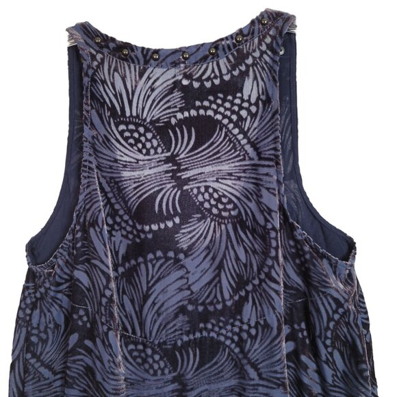 Free People Sz XS Dress Sheer Swirl Velvet Drop Waist Flared Burnout Whimsigoth - Picture 5 of 9